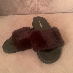 Fluffy Steve Madden Slides
